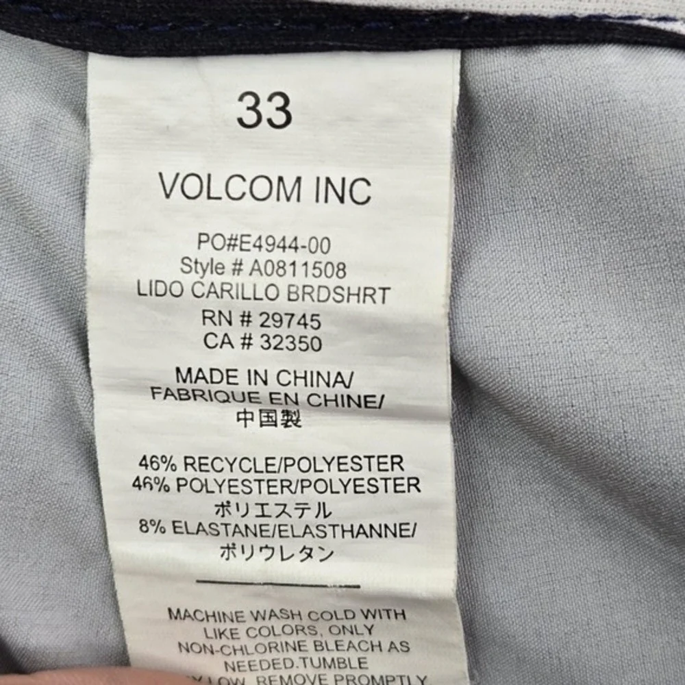 Volcom Men Swimwear 33 Blue Boardshorts Striped Lido Carillo‎ Cargo Pockets